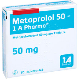 Abbildung: Metoprolol 50 1A Pharma Tabletten 50 St, Tabletten PZN 08533888