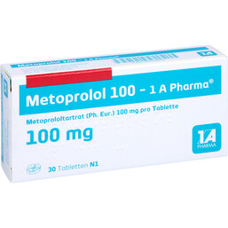 Abbildung: Metoprolol 100 1A Pharma Tabletten 30 St, Tabletten PZN 08533902