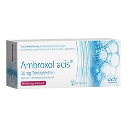 Abbildung: Ambroxol acis® 30 mg Trinktabletten Tablette zur Herstellung einer Lösung zum Einnehmen, 40 St PZN 08535456