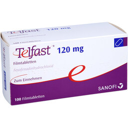 Abbildung: Telfast 120 mg Filmtabletten 100 St, Filmtabletten PZN 08540291
