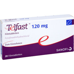 Abbildung: Telfast 120 mg Filmtabletten 20 St, Filmtabletten PZN 08540322
