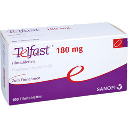 Abbildung: Telfast 180 mg Filmtabletten 100 St, Filmtabletten PZN 08540345