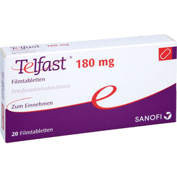 Abbildung: Telfast 180 mg Filmtabletten 20 St, Filmtabletten PZN 08540368
