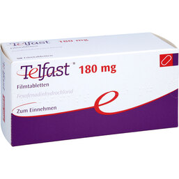 Abbildung: Telfast 180 mg Filmtabletten 50 St, Filmtabletten PZN 08540374