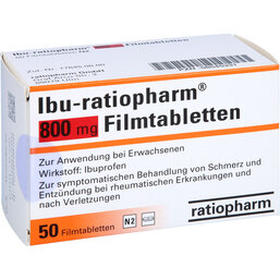Abbildung: Ibu Ratiopharm 800 mg Filmtabletten 50 St, Filmtabletten PZN 08545331