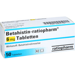 Abbildung: Betahistin ratiopharm 6 mg Tabletten 50 St, Tabletten PZN 08621138