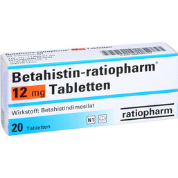 Abbildung: Betahistin ratiopharm 12 mg Tabletten 20 St, Tabletten PZN 08636737