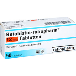 Abbildung: Betahistin ratiopharm 12 mg Tabletten 50 St, Tabletten PZN 08636743