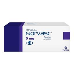 Abbildung: Norvasc 5 mg Tabletten 100 St, Tabletten PZN 08646687