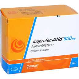 Abbildung: Ibuprofen Atid 800 mg Filmtabletten 50 St, Filmtabletten PZN 08648054