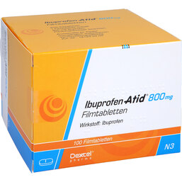 Abbildung: Ibuprofen Atid 800 mg Filmtabletten 100 St, Filmtabletten PZN 08648060