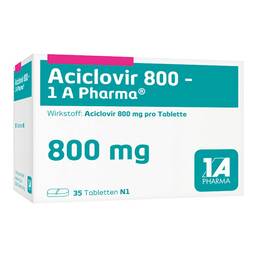 Abbildung: Aciclovir 800 1A Pharma Tabletten 35 St, Tabletten PZN 08671219