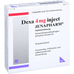 Abbildung: Dexa 4 mg Injekt Jenapharm Ampullen 5X1 ml, Injektionslösung PZN 08704338