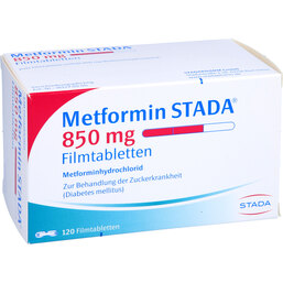 Abbildung: Metformin STADA 850 mg Filmtabletten 120 St, Filmtabletten PZN 08714816