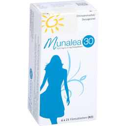 Abbildung: Munalea 30 0,03mg / 0,15mg Filmtabletten 6X21 St, Filmtabletten PZN 08720834