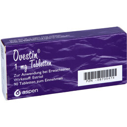 Abbildung: Ovestin 1 mg Tabletten 90 St, Tabletten PZN 08735474
