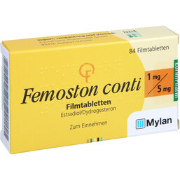 Abbildung: Femoston conti 1 mg / 5 mg Filmtabletten 84 St, Filmtabletten PZN 08737869