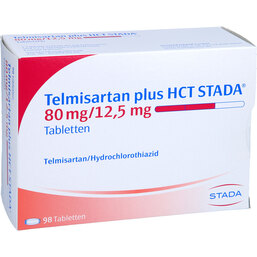Abbildung: Telmisartan Plus HCT STADA 80 mg / 12,5 mg Tabletten 98 St, Tabletten PZN 08738260