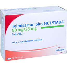 Abbildung: Telmisartan Plus HCT STADA 80 mg / 25 mg Tabletten 98 St, Tabletten PZN 08738308