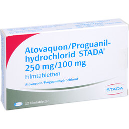 Abbildung: Atovaquon / Proguanil-HCL STADA 250mg / 100mg Filmtab. 12 St, Filmtabletten PZN 08738343
