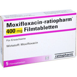 Abbildung: Moxifloxacin ratiopharm 400 mg Filmtabletten 5 St, Filmtabletten PZN 08738679