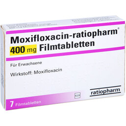 Abbildung: Moxifloxacin ratiopharm 400 mg Filmtabletten 7 St, Filmtabletten PZN 08738685