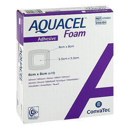 Abbildung: Aquacel Foam adhäsiv 8x8cm Verband 10 St, Verband PZN 08746495
