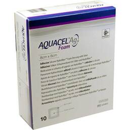 Abbildung: Aquacel Ag Foam adhäsiv 8x8cm Verband 10 St, Verband PZN 08746532