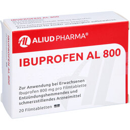 Abbildung: Ibuprofen AL 800 Filmtabletten 20 St, Filmtabletten PZN 08753182