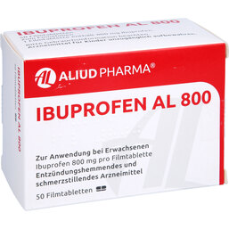 Abbildung: Ibuprofen AL 800 Filmtabletten 50 St, Filmtabletten PZN 08753199