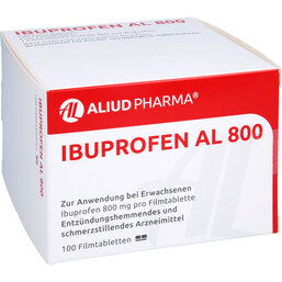 Abbildung: Ibuprofen AL 800 Filmtabletten 100 St, Filmtabletten PZN 08753207