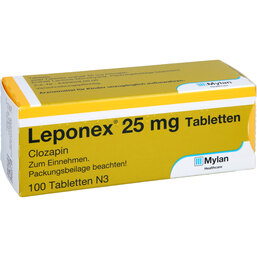 Abbildung: Leponex 25 Tabletten 100 St, Tabletten PZN 08757027