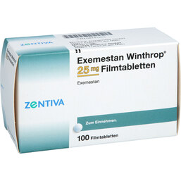 Abbildung: Exemestan Winthrop 25 mg Filmtabletten 100 St, Filmtabletten PZN 08761276