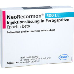 Abbildung: Neorecormon 500 I.E. Injektionslösung in einer Fertigspritze 6 St, Injektionslösung PZN 08778058
