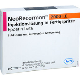 Abbildung: Neorecormon 2000 I.E. Injektionslösung in einer Fertigspritze 6 St, Injektionslösung PZN 08778070