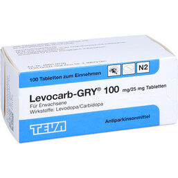 Abbildung: Levocarb Gry 100 mg / 25 mg Tabletten 100 St, Tabletten PZN 08789837