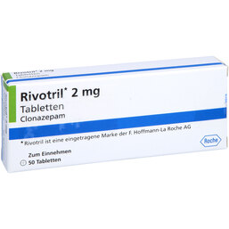 Abbildung: Rivotril 2 mg Tabletten 50 St, Tabletten PZN 08791892