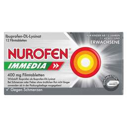 Abbildung: Nurofen Immedia 400 mg Filmtabletten Filmtabletten, 12 St PZN 08794442