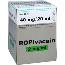 Abbildung: Ropivacain B.Braun 2 mg / ml Injektionslösung 20X20 ml, Injektionslösung PZN 08801171