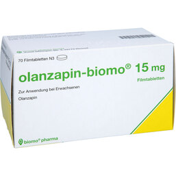 Abbildung: Olanzapin biomo 15 mg Filmtabletten 70 St, Filmtabletten PZN 08801509