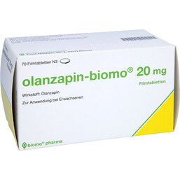Abbildung: Olanzapin biomo 20 mg Filmtabletten 70 St, Filmtabletten PZN 08801538