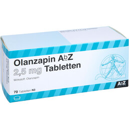 Abbildung: Olanzapin AbZ 2,5 mg Tabletten 70 St, Tabletten PZN 08805482