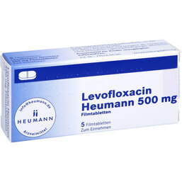 Abbildung: Levofloxacin Heumann 500 mg Filmtabletten 5 St, Filmtabletten PZN 08806211