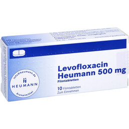 Abbildung: Levofloxacin Heumann 500 mg Filmtabletten 10 St, Filmtabletten PZN 08806317