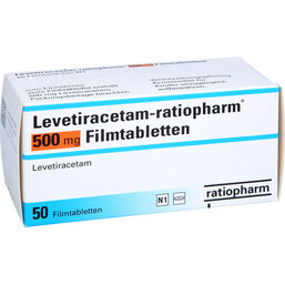 Abbildung: Levetiracetam ratiopharm 500 mg Filmtabletten 50 St, Filmtabletten PZN 08814038