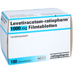 Abbildung: Levetiracetam ratiopharm 1000 mg Filmtabletten 100 St, Filmtabletten PZN 08814239