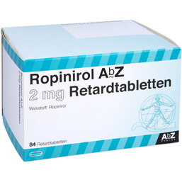 Abbildung: Ropinirol AbZ 2 mg Retardtabletten 84 St, Retard-Tabletten PZN 08814682