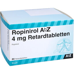Abbildung: Ropinirol AbZ 4 mg Retardtabletten 84 St, Retard-Tabletten PZN 08814699
