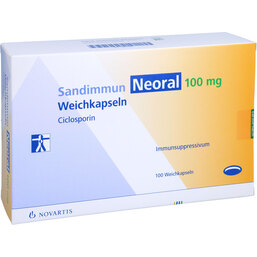 Abbildung: Sandimmun Neoral 100 mg Weichkapseln 100 St, Weichkapseln PZN 08816362