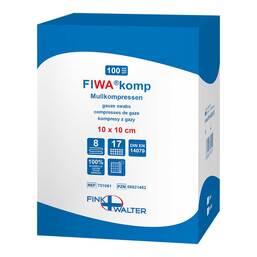 Abbildung: Mullkompressen 10x10 cm unsteril 8-fach 100 St, Kompressen PZN 08821452